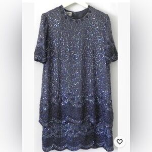 Gray Silk Sequin Embellished Special Occasion Dress